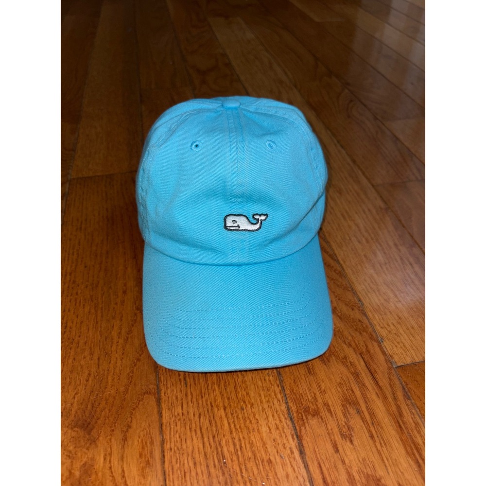 Vineyard Vines Blue Whale Logo Adjustable Baseball Cap Hat Turquoise Cotton